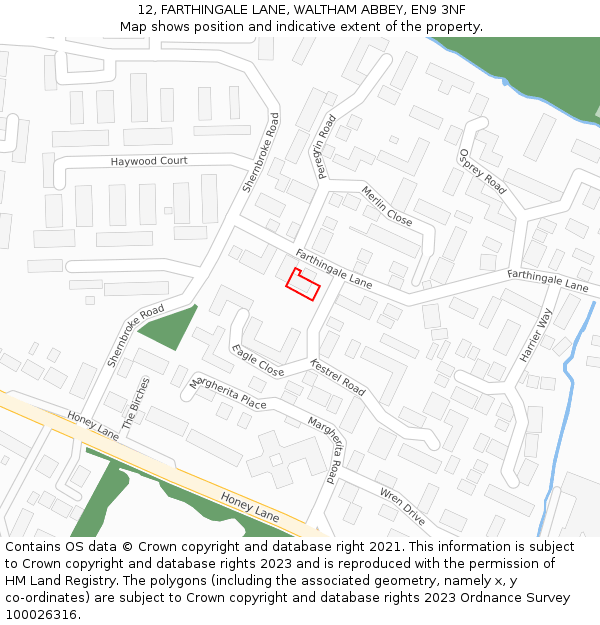 12, FARTHINGALE LANE, WALTHAM ABBEY, EN9 3NF: Location map and indicative extent of plot