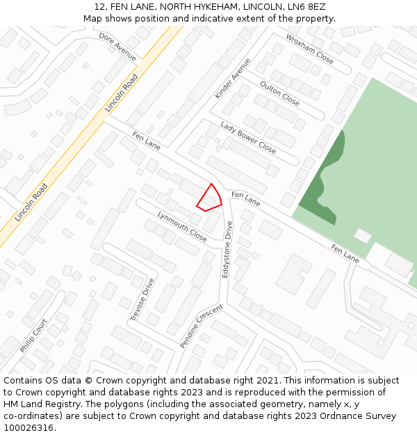 12, FEN LANE, NORTH HYKEHAM, LINCOLN, LN6 8EZ: Location map and indicative extent of plot