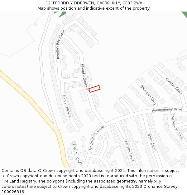 12, FFORDD Y DDERWEN, CAERPHILLY, CF83 2WA: Location map and indicative extent of plot