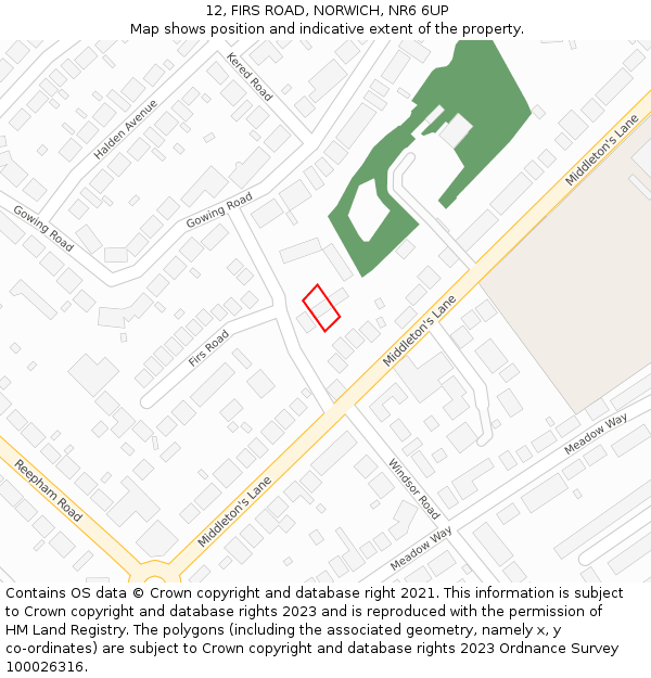 12, FIRS ROAD, NORWICH, NR6 6UP: Location map and indicative extent of plot
