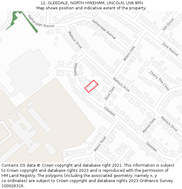 12, GLEEDALE, NORTH HYKEHAM, LINCOLN, LN6 8PN: Location map and indicative extent of plot