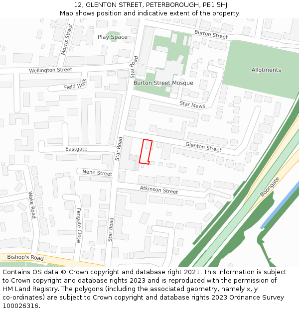 12, GLENTON STREET, PETERBOROUGH, PE1 5HJ: Location map and indicative extent of plot