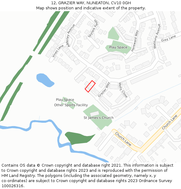 12, GRAZIER WAY, NUNEATON, CV10 0GH: Location map and indicative extent of plot