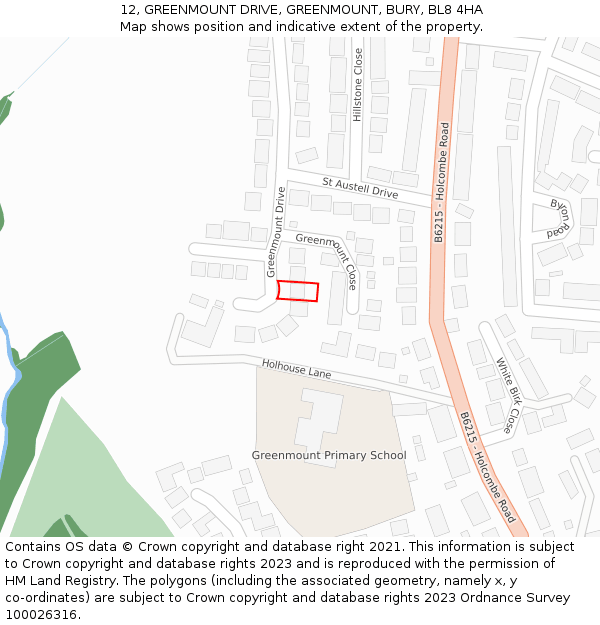 12, GREENMOUNT DRIVE, GREENMOUNT, BURY, BL8 4HA: Location map and indicative extent of plot