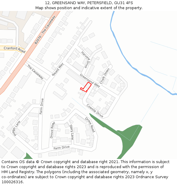12, GREENSAND WAY, PETERSFIELD, GU31 4FS: Location map and indicative extent of plot