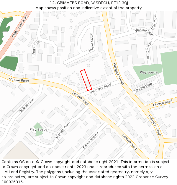 12, GRIMMERS ROAD, WISBECH, PE13 3QJ: Location map and indicative extent of plot