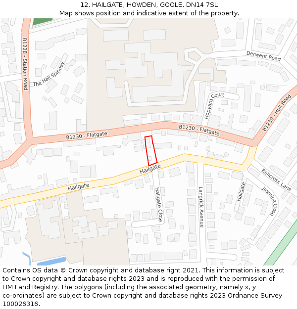 12, HAILGATE, HOWDEN, GOOLE, DN14 7SL: Location map and indicative extent of plot