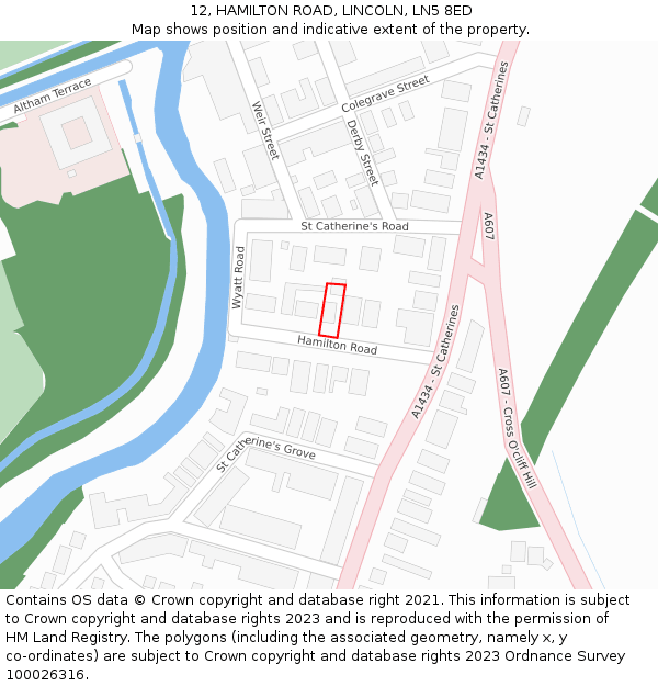 12, HAMILTON ROAD, LINCOLN, LN5 8ED: Location map and indicative extent of plot