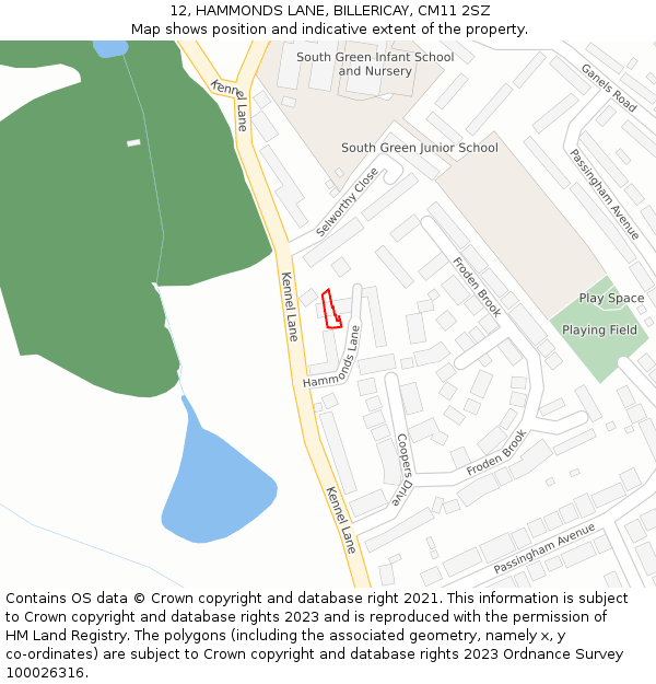 12, HAMMONDS LANE, BILLERICAY, CM11 2SZ: Location map and indicative extent of plot