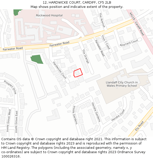12, HARDWICKE COURT, CARDIFF, CF5 2LB: Location map and indicative extent of plot