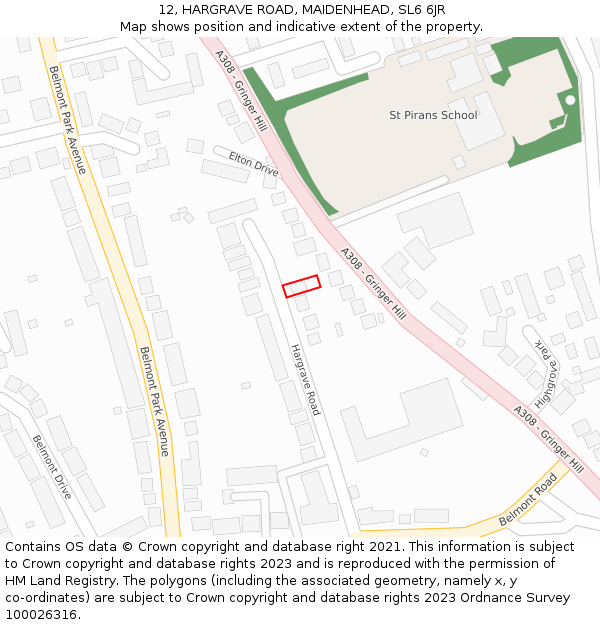 12, HARGRAVE ROAD, MAIDENHEAD, SL6 6JR: Location map and indicative extent of plot