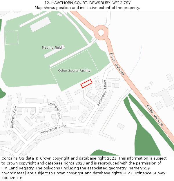 12, HAWTHORN COURT, DEWSBURY, WF12 7SY: Location map and indicative extent of plot
