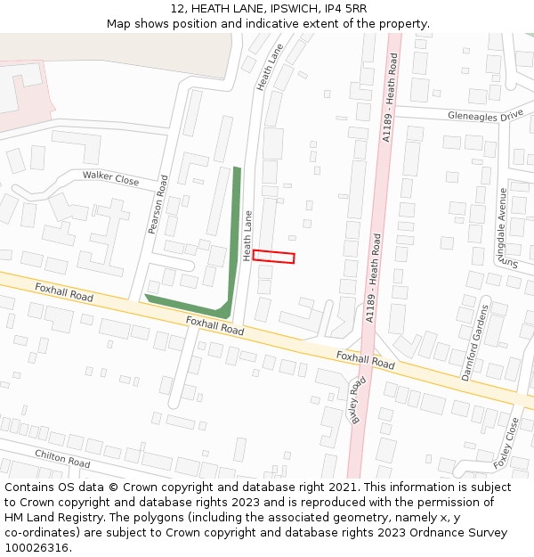 12, HEATH LANE, IPSWICH, IP4 5RR: Location map and indicative extent of plot