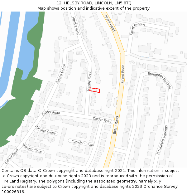 12, HELSBY ROAD, LINCOLN, LN5 8TQ: Location map and indicative extent of plot