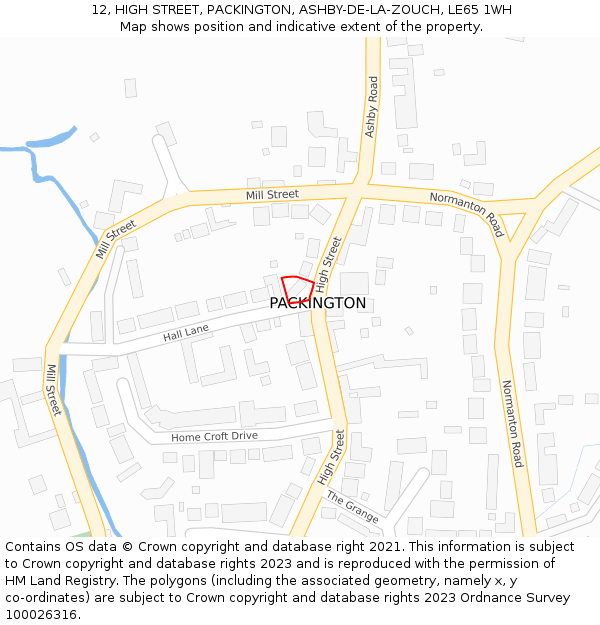 12, HIGH STREET, PACKINGTON, ASHBY-DE-LA-ZOUCH, LE65 1WH: Location map and indicative extent of plot