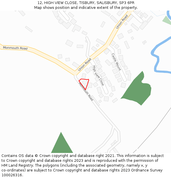 12, HIGH VIEW CLOSE, TISBURY, SALISBURY, SP3 6PR: Location map and indicative extent of plot