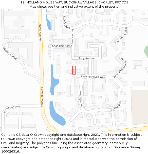 12, HOLLAND HOUSE WAY, BUCKSHAW VILLAGE, CHORLEY, PR7 7DS: Location map and indicative extent of plot