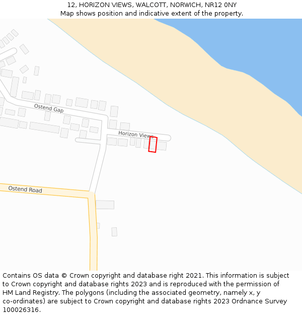 12, HORIZON VIEWS, WALCOTT, NORWICH, NR12 0NY: Location map and indicative extent of plot
