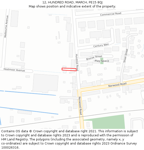 12, HUNDRED ROAD, MARCH, PE15 8QJ: Location map and indicative extent of plot