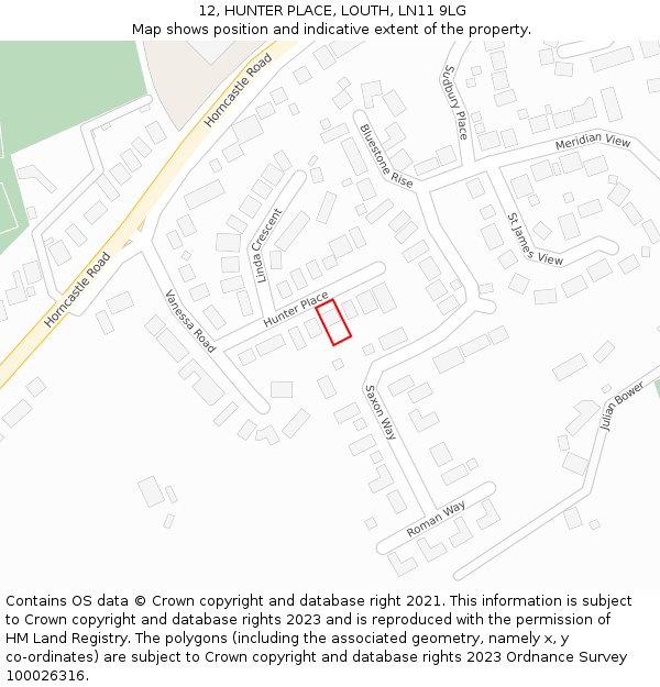 12, HUNTER PLACE, LOUTH, LN11 9LG: Location map and indicative extent of plot