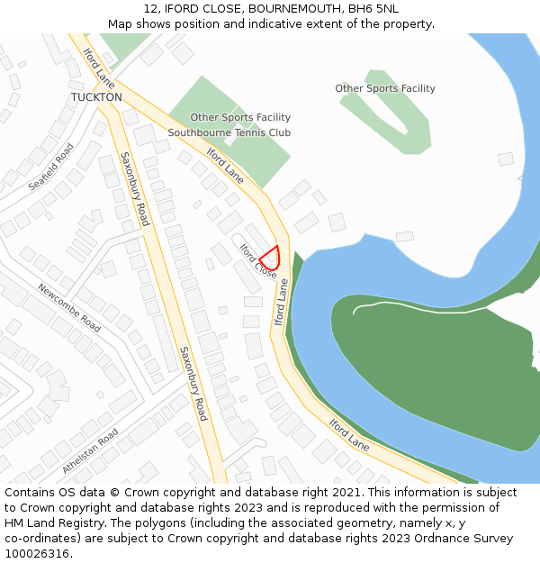 12, IFORD CLOSE, BOURNEMOUTH, BH6 5NL: Location map and indicative extent of plot