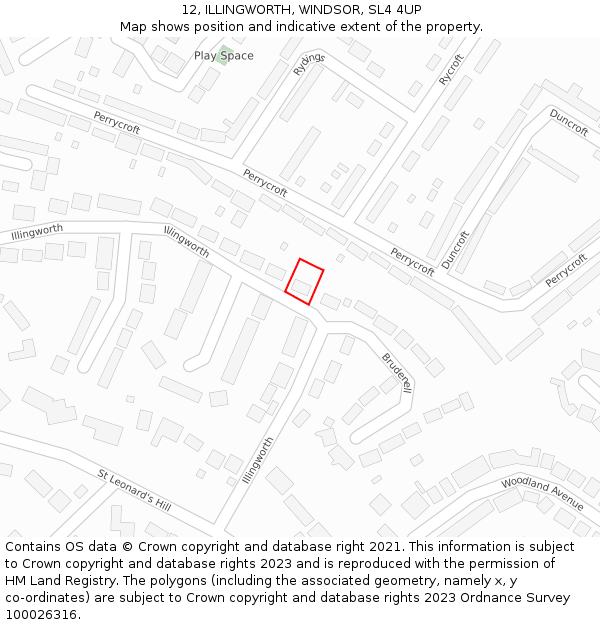 12, ILLINGWORTH, WINDSOR, SL4 4UP: Location map and indicative extent of plot