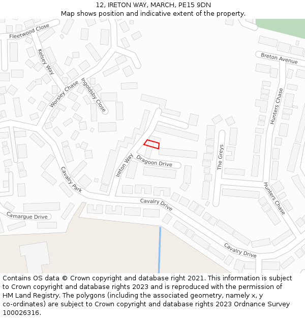 12, IRETON WAY, MARCH, PE15 9DN: Location map and indicative extent of plot