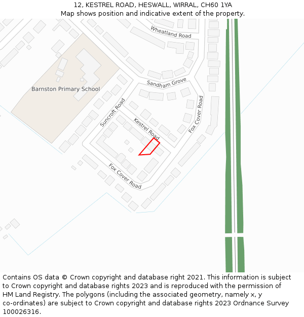 12, KESTREL ROAD, HESWALL, WIRRAL, CH60 1YA: Location map and indicative extent of plot