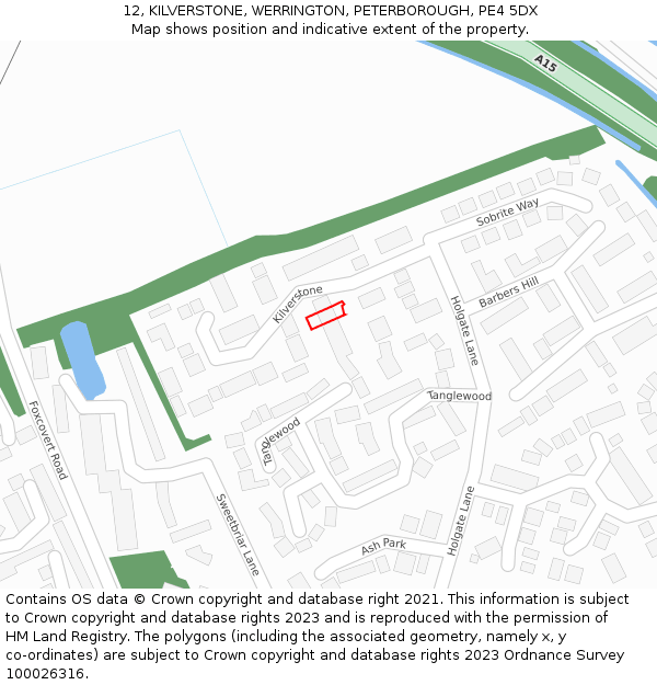 12, KILVERSTONE, WERRINGTON, PETERBOROUGH, PE4 5DX: Location map and indicative extent of plot