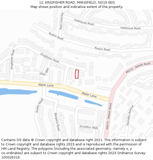 12, KINGFISHER ROAD, MANSFIELD, NG19 6EG: Location map and indicative extent of plot