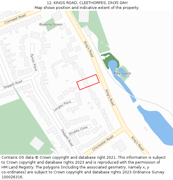 12, KINGS ROAD, CLEETHORPES, DN35 0AH: Location map and indicative extent of plot