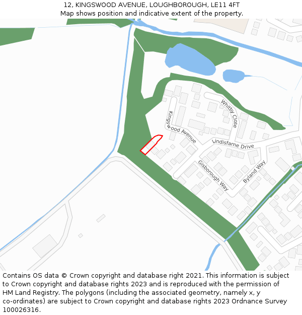 12, KINGSWOOD AVENUE, LOUGHBOROUGH, LE11 4FT: Location map and indicative extent of plot