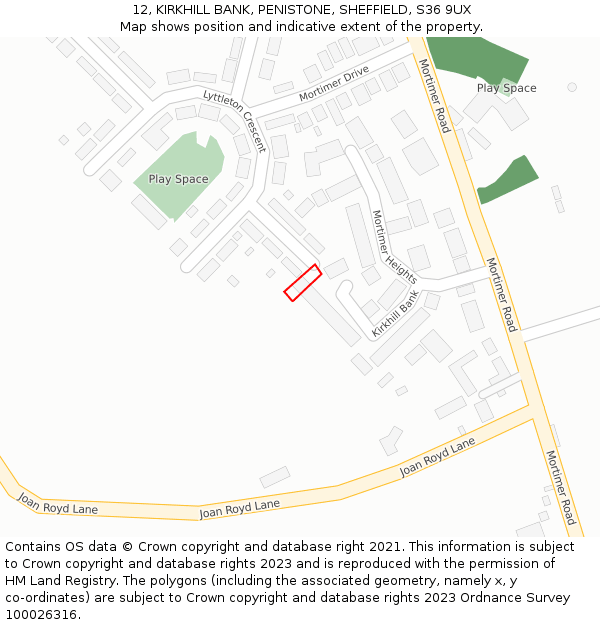 12, KIRKHILL BANK, PENISTONE, SHEFFIELD, S36 9UX: Location map and indicative extent of plot