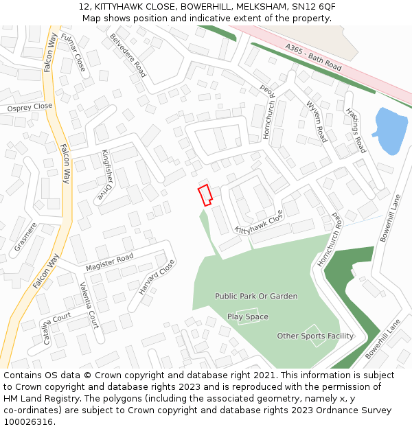 12, KITTYHAWK CLOSE, BOWERHILL, MELKSHAM, SN12 6QF: Location map and indicative extent of plot
