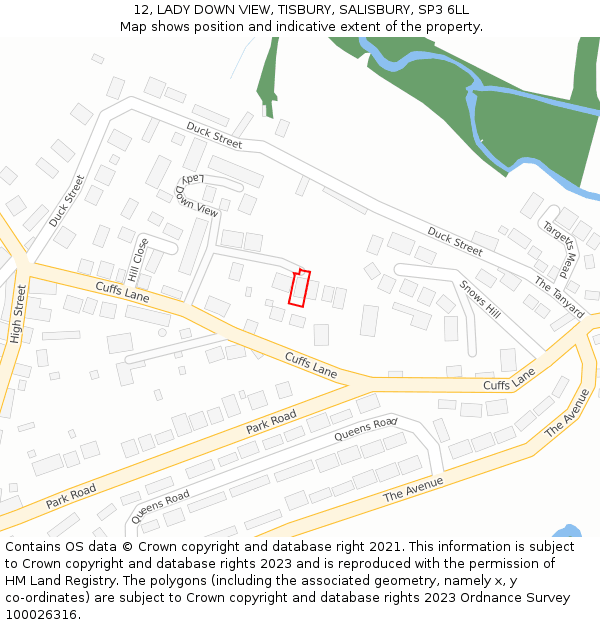 12, LADY DOWN VIEW, TISBURY, SALISBURY, SP3 6LL: Location map and indicative extent of plot