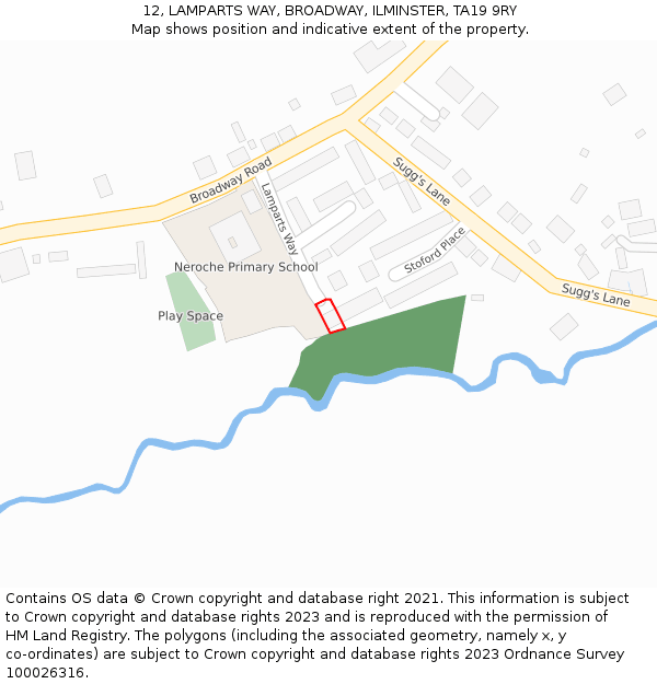 12, LAMPARTS WAY, BROADWAY, ILMINSTER, TA19 9RY: Location map and indicative extent of plot