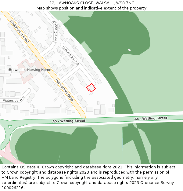 12, LAWNOAKS CLOSE, WALSALL, WS8 7NG: Location map and indicative extent of plot