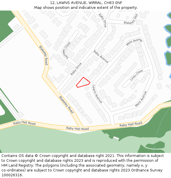 12, LAWNS AVENUE, WIRRAL, CH63 0NF: Location map and indicative extent of plot