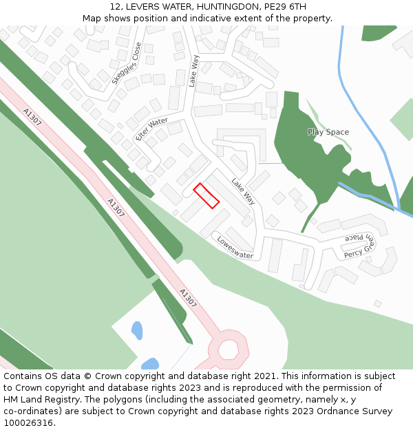 12, LEVERS WATER, HUNTINGDON, PE29 6TH: Location map and indicative extent of plot