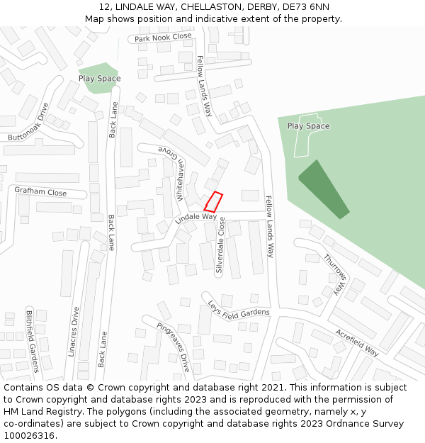 12, LINDALE WAY, CHELLASTON, DERBY, DE73 6NN: Location map and indicative extent of plot