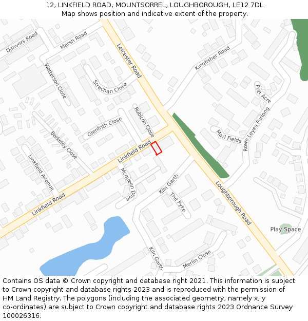 12, LINKFIELD ROAD, MOUNTSORREL, LOUGHBOROUGH, LE12 7DL: Location map and indicative extent of plot