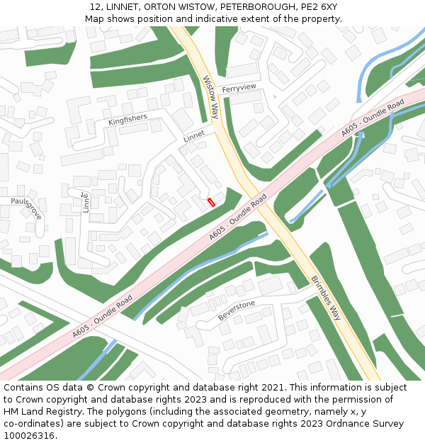 12, LINNET, ORTON WISTOW, PETERBOROUGH, PE2 6XY: Location map and indicative extent of plot