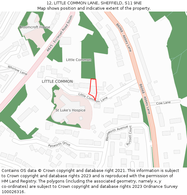 12, LITTLE COMMON LANE, SHEFFIELD, S11 9NE: Location map and indicative extent of plot