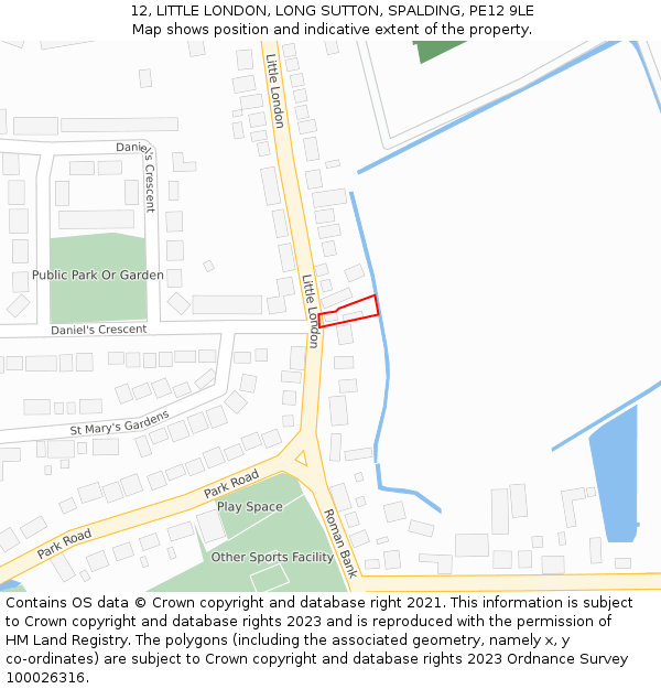 12, LITTLE LONDON, LONG SUTTON, SPALDING, PE12 9LE: Location map and indicative extent of plot