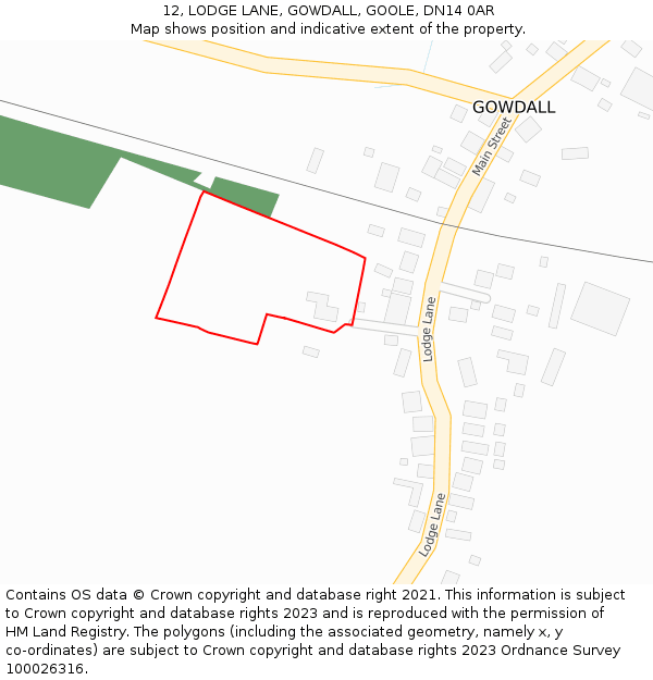 12, LODGE LANE, GOWDALL, GOOLE, DN14 0AR: Location map and indicative extent of plot