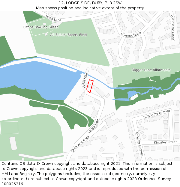 12, LODGE SIDE, BURY, BL8 2SW: Location map and indicative extent of plot