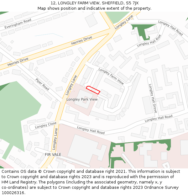 12, LONGLEY FARM VIEW, SHEFFIELD, S5 7JX: Location map and indicative extent of plot