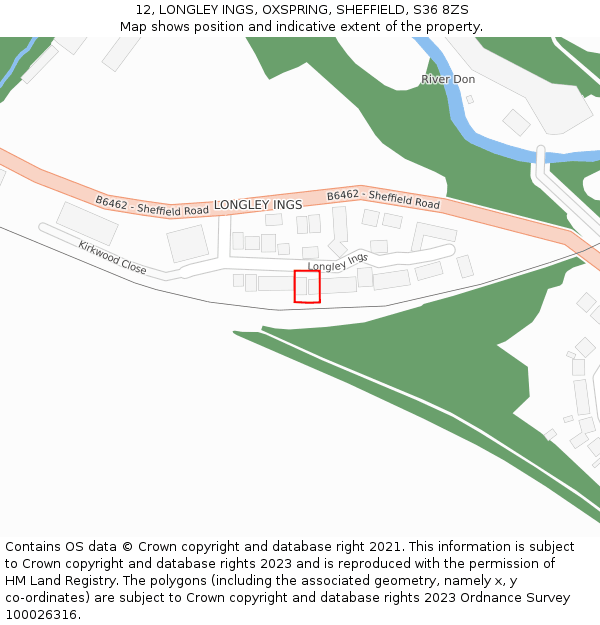 12, LONGLEY INGS, OXSPRING, SHEFFIELD, S36 8ZS: Location map and indicative extent of plot