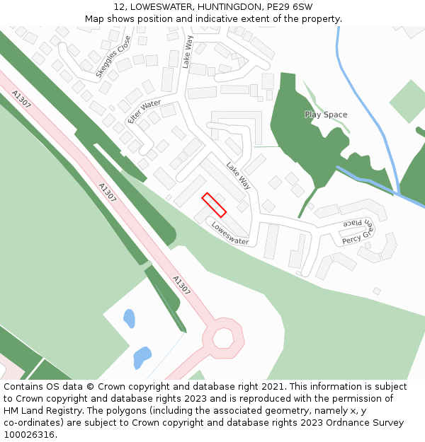 12, LOWESWATER, HUNTINGDON, PE29 6SW: Location map and indicative extent of plot