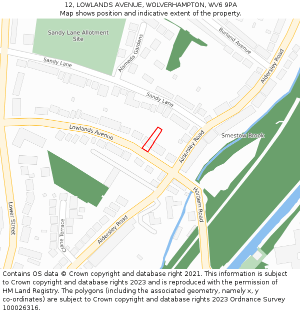 12, LOWLANDS AVENUE, WOLVERHAMPTON, WV6 9PA: Location map and indicative extent of plot
